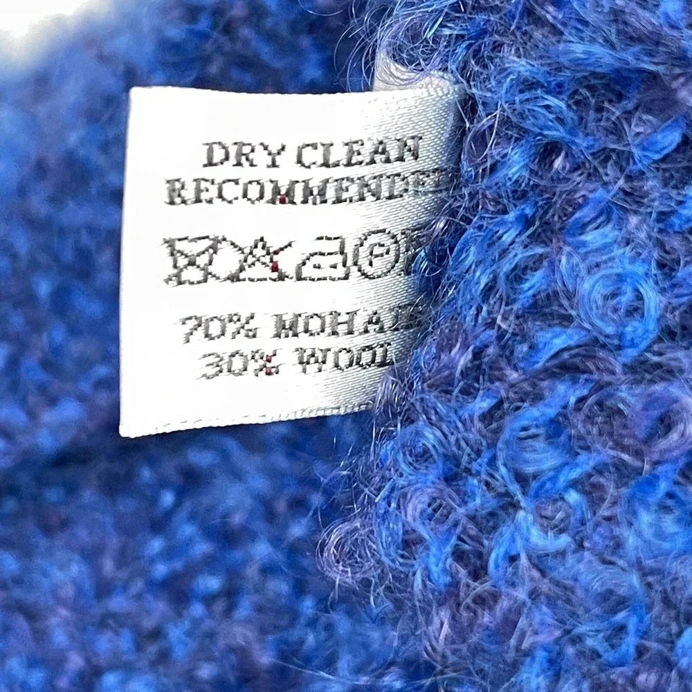 Cusbendale Women's Shawl Sweater Blue Mohair‎ Wool Blend Made in Ireland